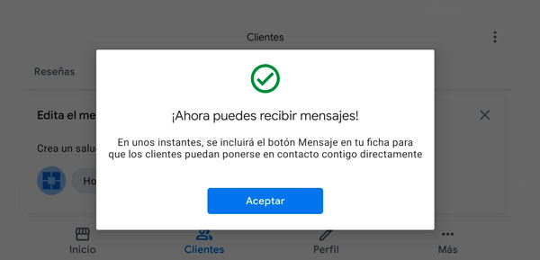recibir mensajes activado